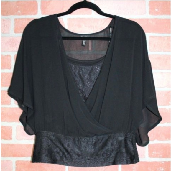 Jessica Simpson Black Layered Lace Blouse Top - Picture 1 of 4